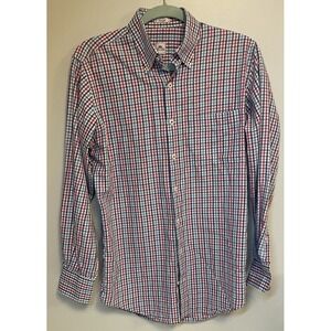 Peter Millar‎ Shirt Size S Button Down Pink Blue Plaid Long Sleeve EUC